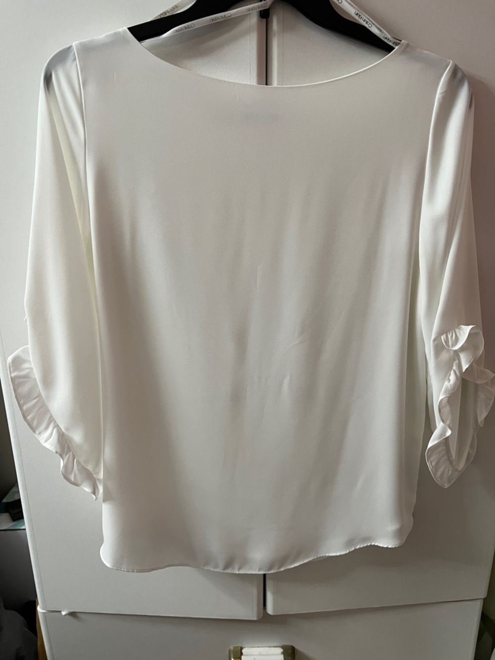 Calvin Klein White Ruffle Sleeve Blouse - Picture 2 of 6